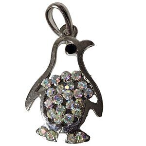 Penguin Rhinestone Pendant Charm Silver Tone Gift Bird Lovers Jewelry Women